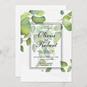 Elegante Waterverf eucalyptus groen bruiloft Kaart (Voorkant / Achterkant)