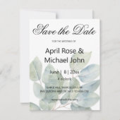 Elegante waterverf eucalyptus groen bruiloft save the date (Voorkant)