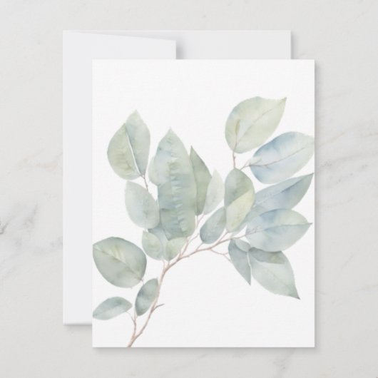 Elegante waterverf eucalyptus groen bruiloft save the date (Achterkant)