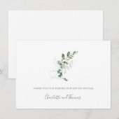 Elegante waterverf Eucalyptus groen Huwelijk Bedankkaart (Voorkant / Achterkant)