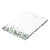 Elegante Waterverf Eucalyptus groen op maat Notitieblok (Linkerzijde)