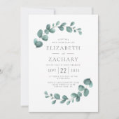 Elegante Waterverf Eucalyptus Groene Huwelijk Kaart (Voorkant)