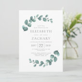 Elegante Waterverf Eucalyptus Groene Huwelijk Kaart (Staand voorkant)