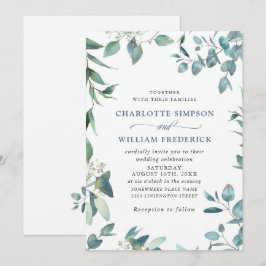 Elegante Waterverf Eucalyptus Groene Huwelijk Kaart