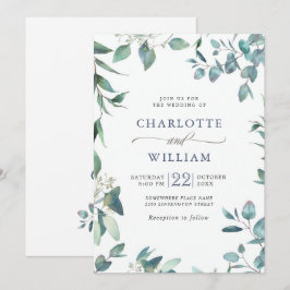 Elegante Waterverf Eucalyptus Groene Huwelijk Kaart
