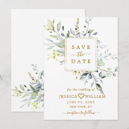 Elegante Waterverf Eucalyptus Groene Huwelijk Save The Date