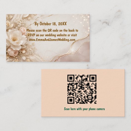Elegante Waterverf Eucalyptus Groenery QR Code Bru Visitekaartje (Voorkant / Achterkant)