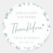 Elegante Waterverf Eucalyptus Hand Sanitizer Favor Ronde Sticker (Voorkant)