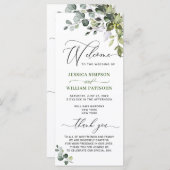 Elegante waterverf Eucalyptus huwelijksceremonie P Programmakaart (Voorkant / Achterkant)