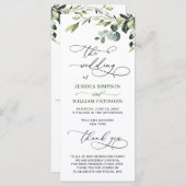 Elegante Waterverf Eucalyptus Huwelijksceremonie Programmakaart (Voorkant / Achterkant)