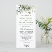 Elegante waterverf Eucalyptus huwelijksceremonie Programmakaart (Staand voorkant)