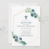 Elegante Waterverf Eucalyptus met kruisdoop Kaart (Voorkant)