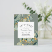 Elegante Waterverf Eucalyptus Sage Bewaar de datum Briefkaart (Staand voorkant)