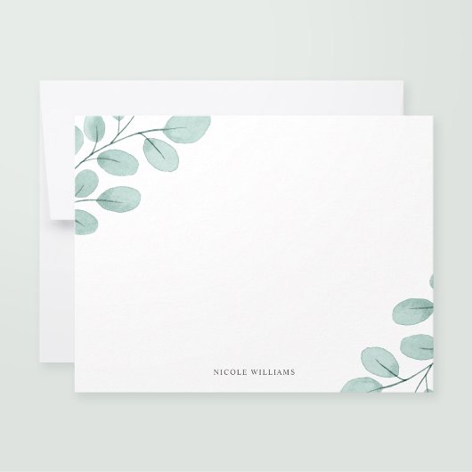 Elegante Waterverf Eucalyptus Stationery Notitiekaartje