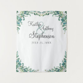 Elegante Waterverf Eucalyptus Trouwfotohokje Wandkleed