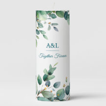 Elegante Waterverf Eucalyptus Trouwkaars