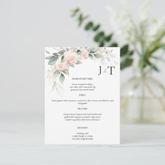 Elegante Waterverf Eucalyptus Trouwmenu's Kaart (Staand voorkant)