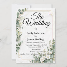 Elegante Waterverf Eucalyptus Trouwuitnodiging