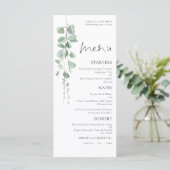 Elegante Waterverf Eucalyptus Wedding Menu (Staand voorkant)