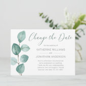 Elegante Waterverf Eucalyptus Wijzig de datum Aankondiging (Staand voorkant)