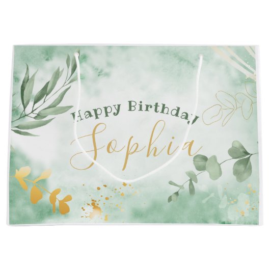 Elegante waterverf Eucalyptusbladeren cadeautas (Voorkant)