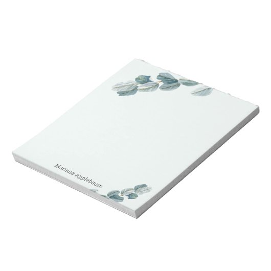 elegante waterverf eucalyptusbladeren groen notitieblok (Linkerzijde)