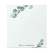 elegante waterverf eucalyptusbladeren groen notitieblok (Voorkant)