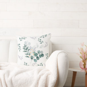 Elegante waterverf eucalyptusbladeren kussen