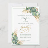 Elegante waterverf Eucalyptusplanten Gouden filigr Kaart (Voorkant)