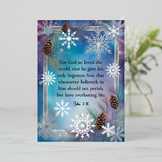 Elegante Waterverf Evangelie van Johannes Bijbel K Folie Feestdagenkaart (Staand Voorkant)