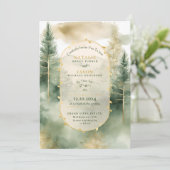 Elegante waterverf Evergreen bomen Rustiek Huwelij Kaart (Staand voorkant)