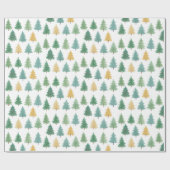 Elegante Waterverf Evergreen Forest Christmas Cadeaupapier (Vlak)