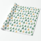 Elegante Waterverf Evergreen Forest Christmas Cadeaupapier (Uitgerold)