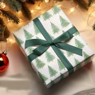 Elegante Waterverf Evergreen Forest Christmas - Cadeaupapier