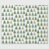 Elegante Waterverf Evergreen Forest kerstcadeau Cadeaupapier (Vlak)