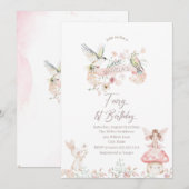 Elegante Waterverf Fairy Eerste Verjaardag Baby Sh Kaart (Voorkant / Achterkant)