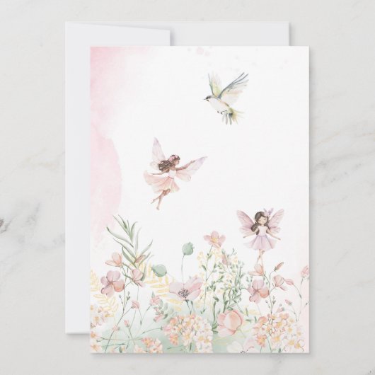 Elegante Waterverf Fairy wordt vijf jaar Kaart (Achterkant)