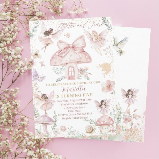 Elegante Waterverf Fairy wordt vijf jaar Kaart