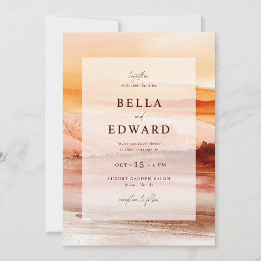 Elegante Waterverf Fall Wedding Bohemian Kaart (Voorkant)