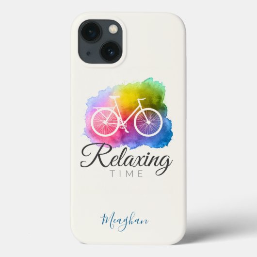 Elegante waterverf-fiets met monogram Case-Mate iPhone case (Achterkant)