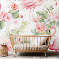 Elegante Waterverf Flamingo & Tropische Bloemen Pa