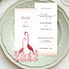 Elegante Waterverf Flamingo's in Pink Sunset Kaart