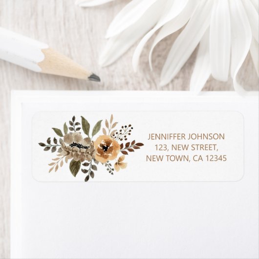Elegante Waterverf Flora retour adreslabel Etiket (Insitu)