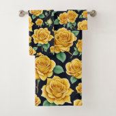 Elegante Waterverf Flora Yellow Roses Pattern Bad Handdoek (Insitu)