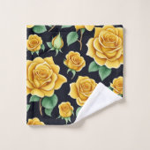 Elegante Waterverf Flora Yellow Roses Pattern Bad Handdoek (Wasdoekje)