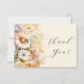 Elegante Waterverf Floral Bee Flat Dank u kaart (Voorkant)