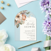 Elegante Waterverf Floral Boho Baby shower Acryl Uitnodigingen (Insitu (Huwelijk))