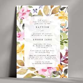 Elegante Waterverf Floral Botanische doop Kaart