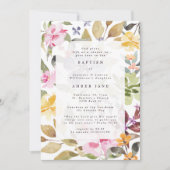 Elegante Waterverf Floral Botanische doop Kaart (Voorkant)