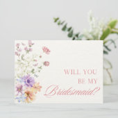 Elegante Waterverf Floral Chic bruidsmeisje voorst Kaart (Staand voorkant)